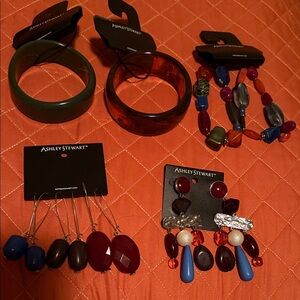 Ashley Stewart Multicolor Jewelry Set with Bangles and Earrings New Never Worn